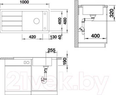 Мойка кухонная Blanco Mevit XL 6S / 518367 - габаритные размеры