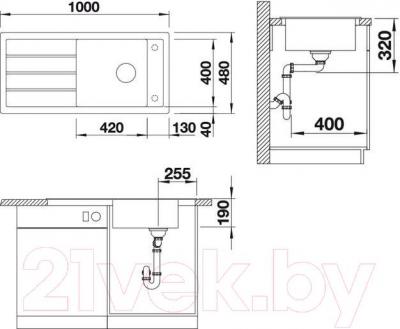 Мойка кухонная Blanco Mevit XL 6S / 518371 - габаритные размеры