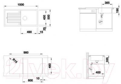 Мойка кухонная Blanco Zia XL 6S / 517574 - габаритные размеры