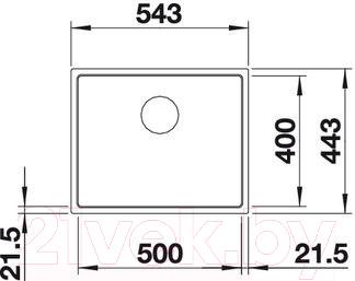 Мойка кухонная Blanco Subline 500-IF SteelFrame / 519429 - габаритные размеры