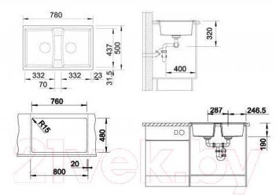 Мойка кухонная Blanco Lexa 8 / 515063 - габаритные размеры