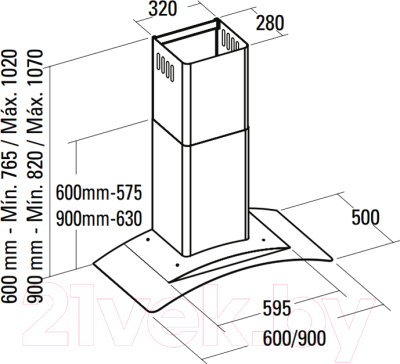 Вытяжка купольная Cata C-900 Glass H (нержавеющая сталь)