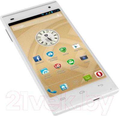 Смартфон Prestigio MultiPhone 5505 Duo (белый) - вид лежа