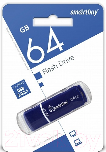 USB flash накопитель SmartBuy Crown Blue 64GB (SB64GBCRW-Bl) — фото 2