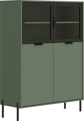 Шкаф с витриной Black Red White Paloma REG2W2D/140 (дымчатый зеленый) - 