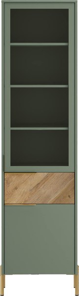Шкаф-пенал с витриной Black Red White Siena REG1W1D1S (дымчатый зеленый/дуб вотан)