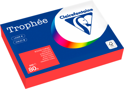 Бумага Clairefontaine А4 80г/м2 / 8175PC (500л, коралловый красный) - 