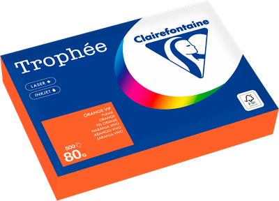 Бумага Clairefontaine А4 80г/м2 / 1761C (500л, ярко-оранжевый) - 