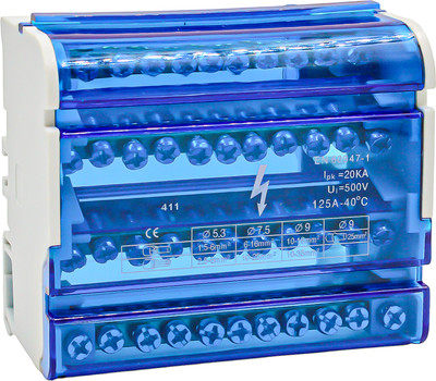 Шина нулевая в корпусе DEKRON На DIN-рейку 4x11 3L+PEN / AN0805-0004 -