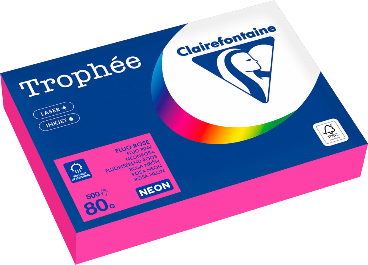 Бумага Clairefontaine А4 80г/м2 / 2973PC (500л, неон розовый)