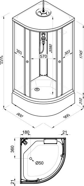 Душевая кабина Triton Узоры 90x90 В