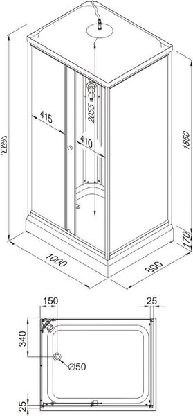 Душевая кабина Triton Квадро 100x80 А Полосы, ДН4