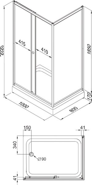 Душевой уголок Triton Фьюжн 100x80 А Полосы