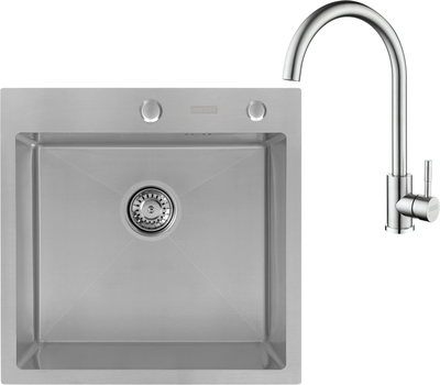 

Мойка кухонная со смесителем, Eco AR 50x50 + SIRIO SATIN