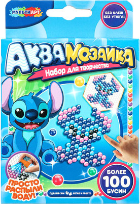 Развивающая игра MultiArt Аквамозаика 100 бусин стич / AQUASTICH-123457 -
