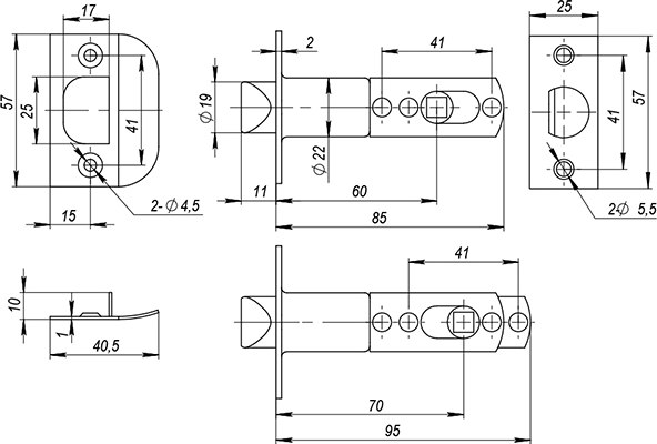 Ручка дверная Ajax furniture DK610 SN-PS 6010 SN-P (матовый никель)