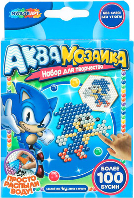 Развивающая игра MultiArt Аквамозаика 100 бусин Соник / AB-120536 -