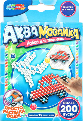 

Развивающая игра, Аквамозаика 200 бусин Самолет и машина / AB-120537