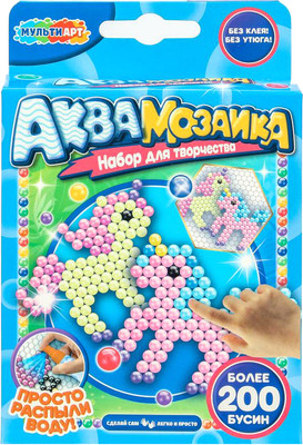 Развивающая игра MultiArt  квамозаика 200 бусин мистические единороги / AB-120538 -