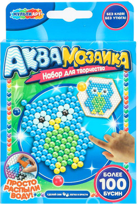 Развивающая игра MultiArt Аквамозаика 100 бусин сова / AB-100OWL -