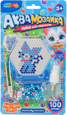 Развивающая игра MultiArt Аквамозаика на блистере кошка / AQUABLIST-124275 -