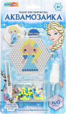 Развивающая игра MultiArt Аквамозаика на блистере снежная принцесса / AQUABLIST-124276 -