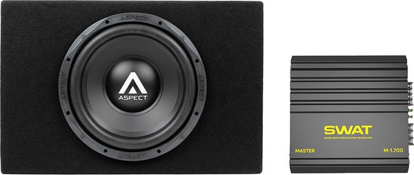 Корпусной пассивный сабвуфер ASPECT WLW-12s4VB + Автомобильный усилитель Swat M-1.700
