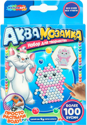 Развивающая игра MultiArt Аквамозаика 100 бусин кошечка мари / AQUAMARI-123458 - 