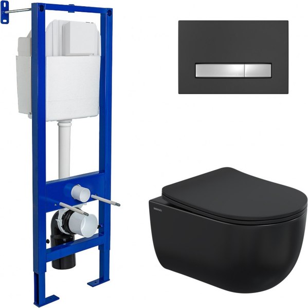 Унитаз подвесной с инсталляцией Berges Ventas Black / 043325