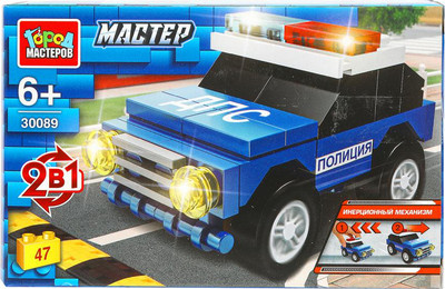 Конструктор инерционный Город мастеров Полицейская машина 2в1 / 30089-JS (47эл) - 