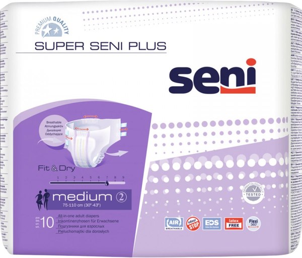 Подгузники для взрослых Seni Super Plus Medium (6x10шт)