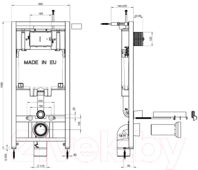 Унитаз подвесной с инсталляцией Jacob Delafon Set Presquile E4440-00 + E29025-NF + E29027-CP