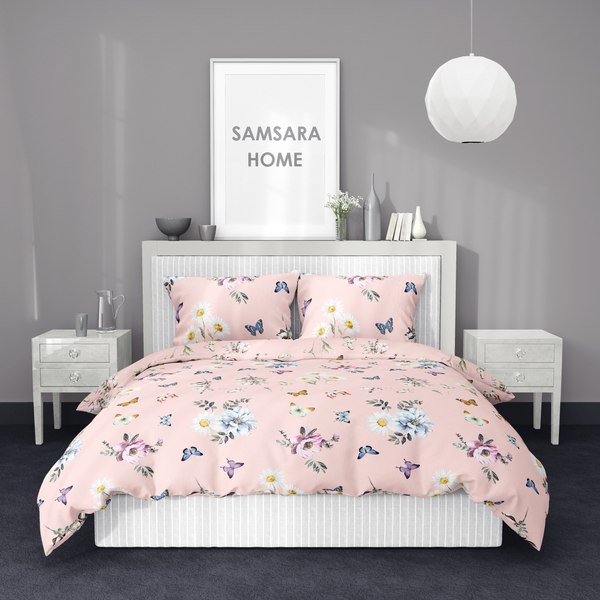 Простыня Samsara Home Бабочки на розовом 1.5сп Сат150ПрЦ-7