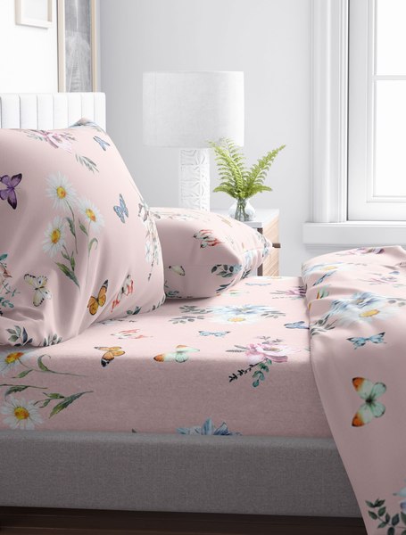 Простыня Samsara Home Бабочки на розовом 1.5сп Сат150ПрЦ-7