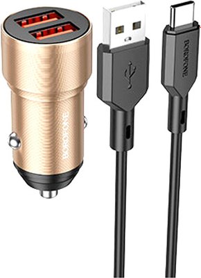 Зарядное устройство автомобильное Borofone BZ19 Type-C (золото) - 