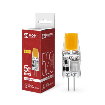 Лампа INhome LED-JC-COB 5Вт 12В G4 4000К 520Лм / 4690612060262 -
