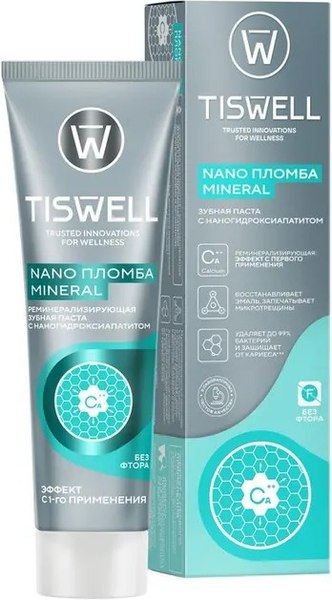 Зубная паста Tiswell Реминерализующая с наногидроксиапатитом без фтора (110г)