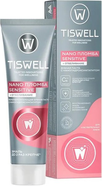 Зубная паста Tiswell Реминерализ. с наногидроксиапатитом д/чувств. зубов+отбеливание (110г)