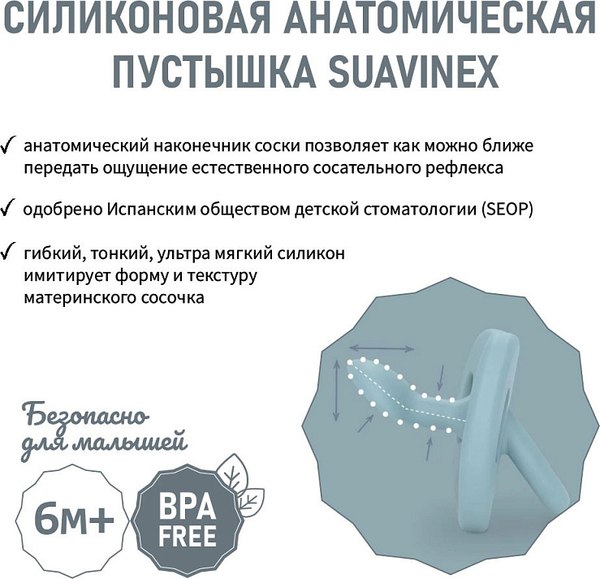 Пустышка Suavinex Anatomical Pro 6–18 мес / 308079 (Blue)