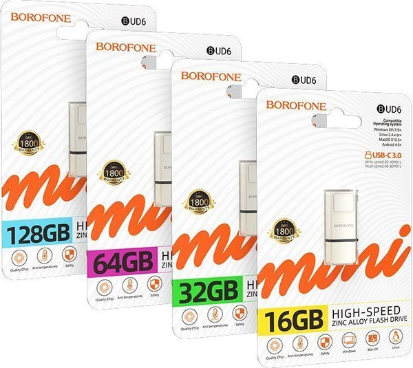 USB flash накопитель Borofone BUD6 64Gb USB 3.0 (металлик)