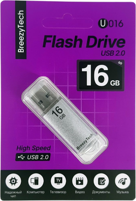 USB flash накопитель BreezyTech U016 16GB (серебро) - 