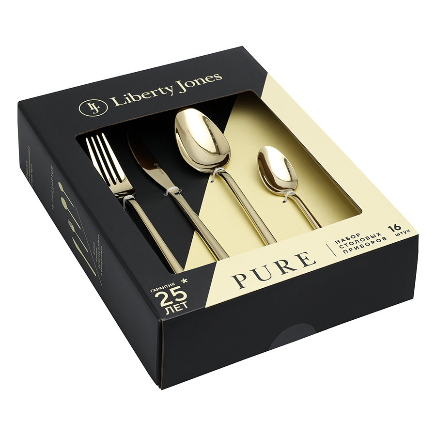 Набор столовых приборов Liberty Jones Pure / LJ0000419 (16 предметов, золотистый глянцевый) — фото 6