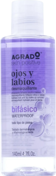 Лосьон для снятия макияжа Agrado Biphase eye and lip make-up remover (140мл)