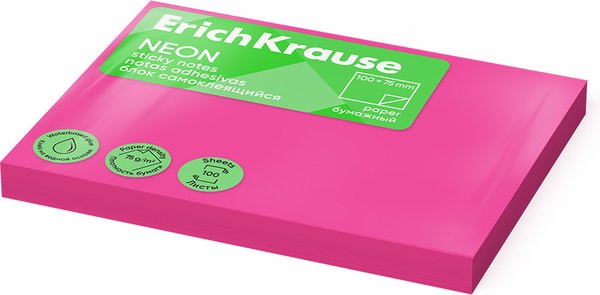 Стикеры канцелярские Erich Krause Neon / 61719 (розовый)