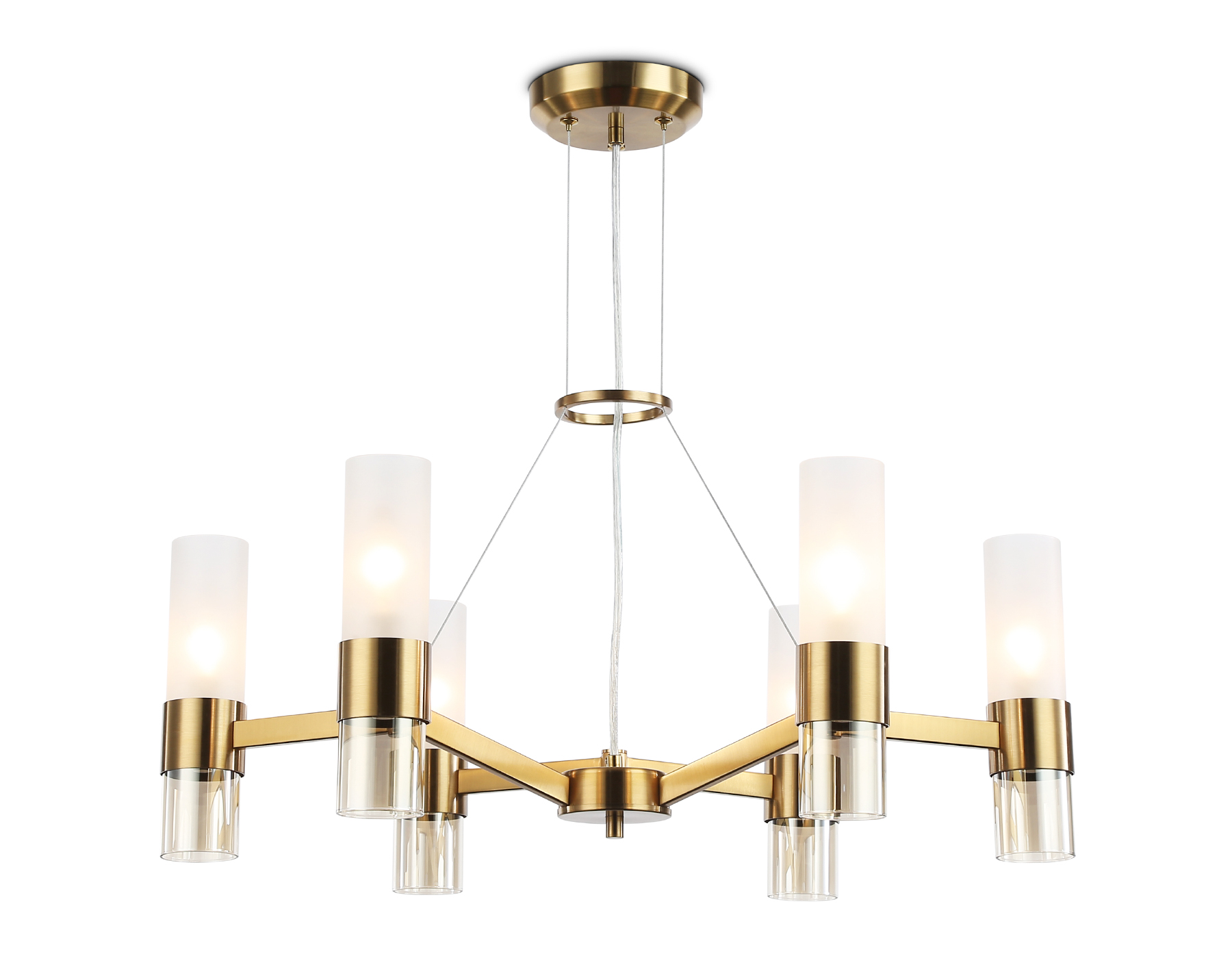 Люстра Ambrella LH55114/6 BS/FR/TI (латунь/белый матовый/янтарь) — фото 2