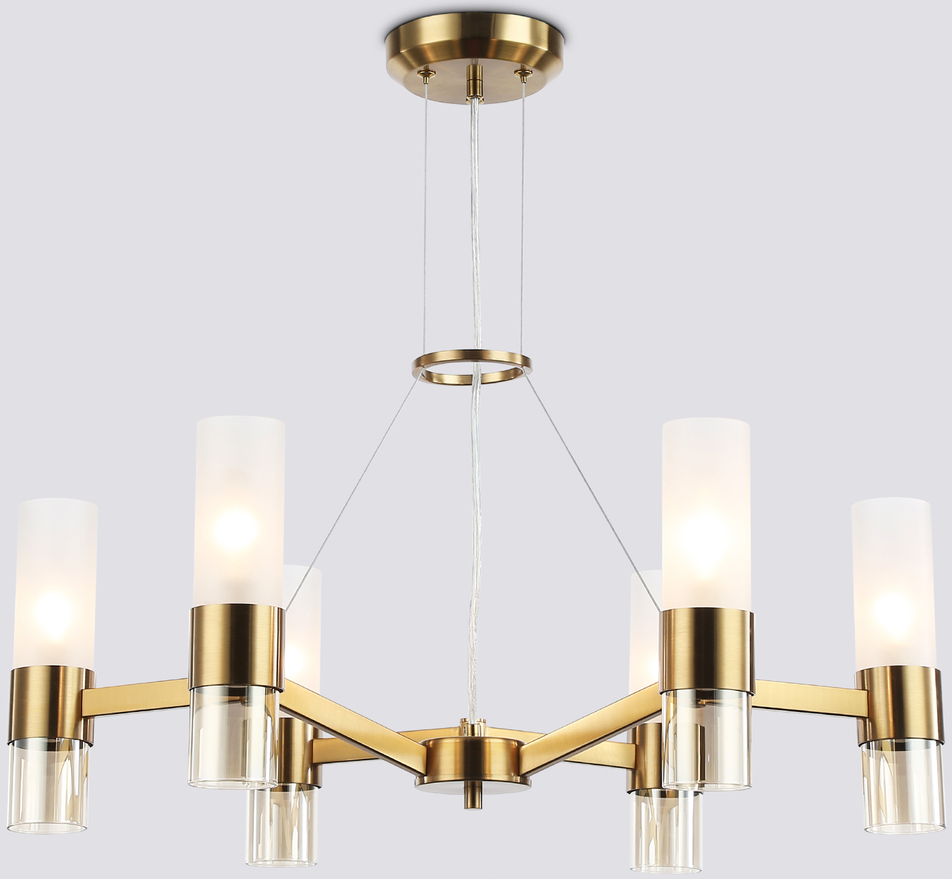 Люстра Ambrella LH55114/6 BS/FR/TI (латунь/белый матовый/янтарь)