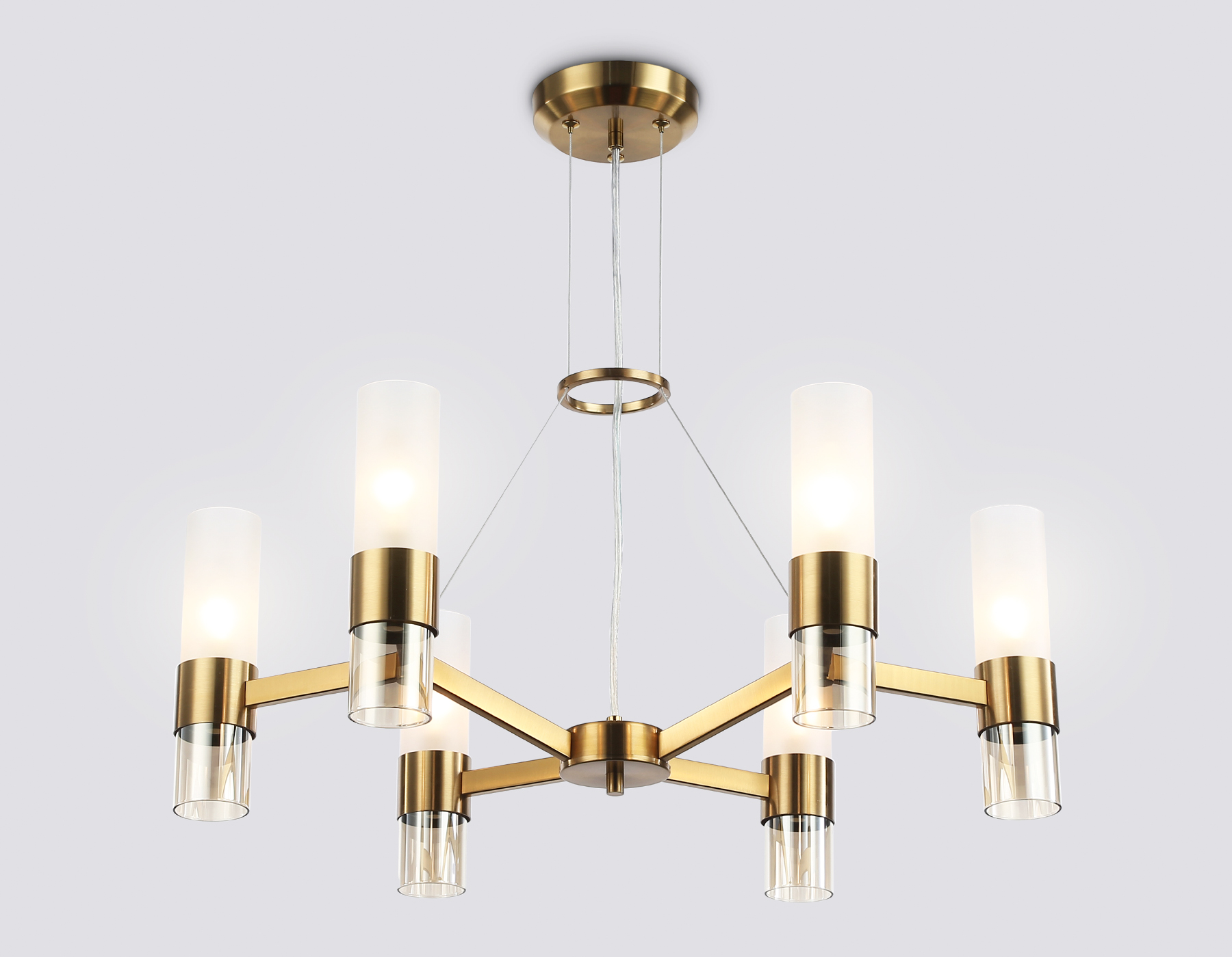 Люстра Ambrella LH55114/6 BS/FR/TI (латунь/белый матовый/янтарь) — фото 3