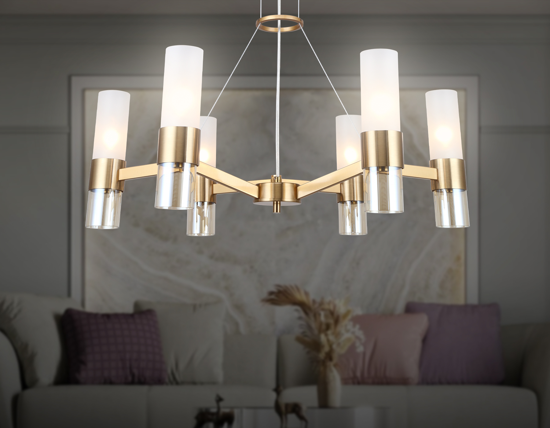 Люстра Ambrella LH55114/6 BS/FR/TI (латунь/белый матовый/янтарь) — фото 6