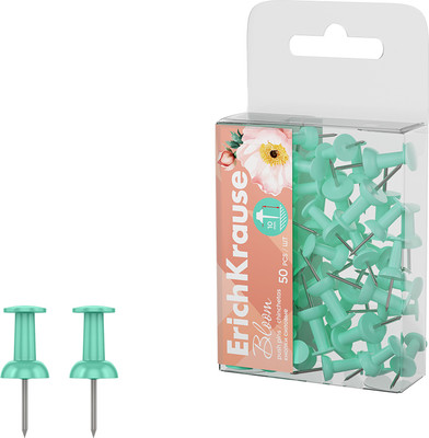 Кнопки канцелярские Erich Krause Pastel Bloom / 62054 (мятный) - 