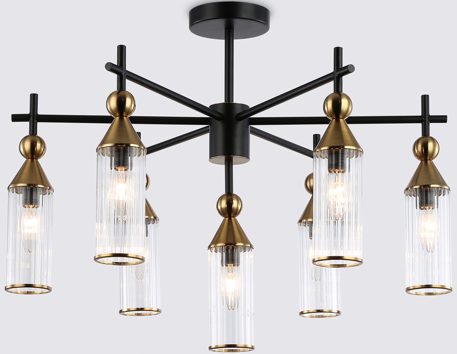 Люстра Ambrella LH55257/7 BK/BS/CL (черный/латунь/прозрачный)